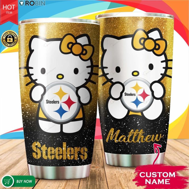 Personalized Hello Kitty Hug Pittsburgh Steelers 20oz Tumbler