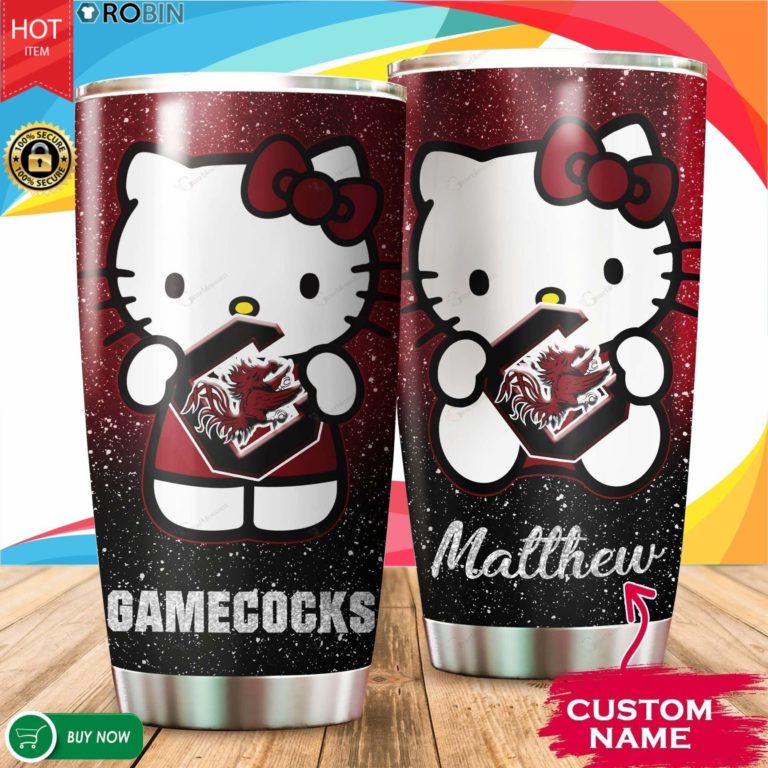 Personalized Hello Kitty Hug South Carolina Gamecocks 20oz Tumbler