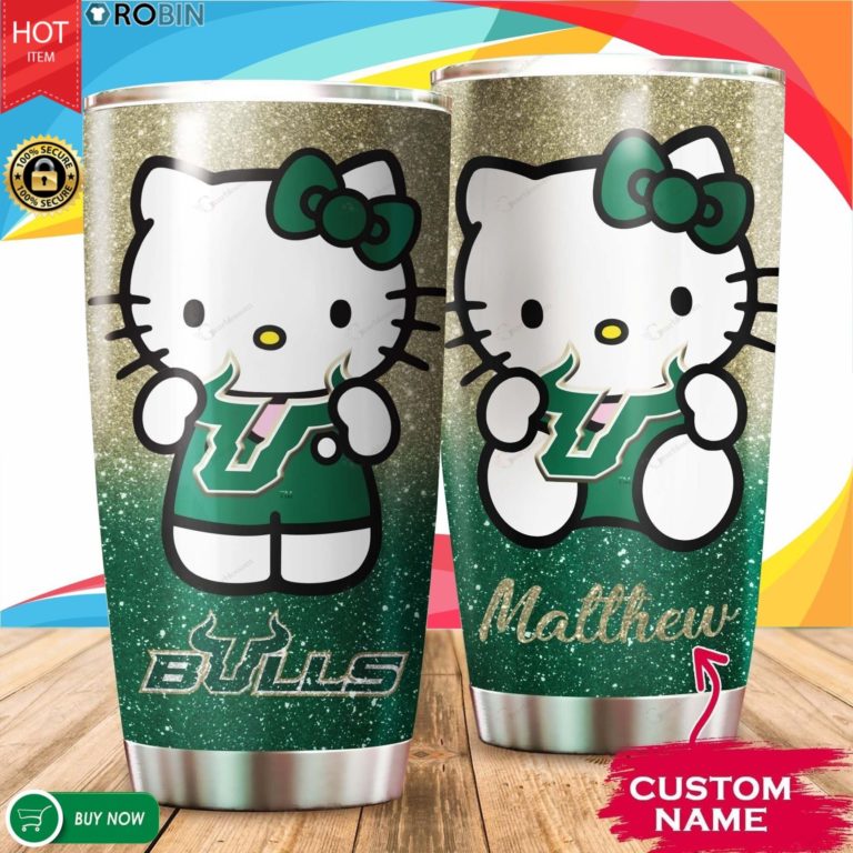 Personalized Hello Kitty Hug South Florida Bulls 20oz Tumbler