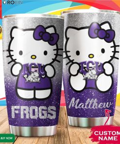 Personalized Hello Kitty Hug TCU Horned Frogs 20oz Tumbler Personalized Hello Kitty Hug TCU Horned Frogs 20oz Tumbler