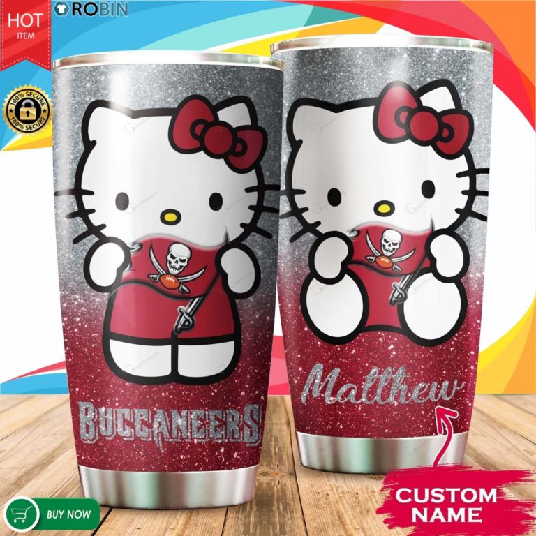 Personalized Hello Kitty Hug Tampa Bay Buccaneers 20oz Tumbler