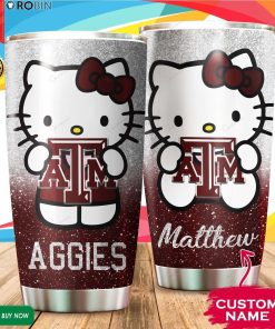 Personalized Hello Kitty Hug Texas A&M Aggies 20oz Tumbler