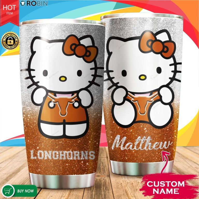 Personalized Hello Kitty Hug Texas Longhorns 20oz Tumbler
