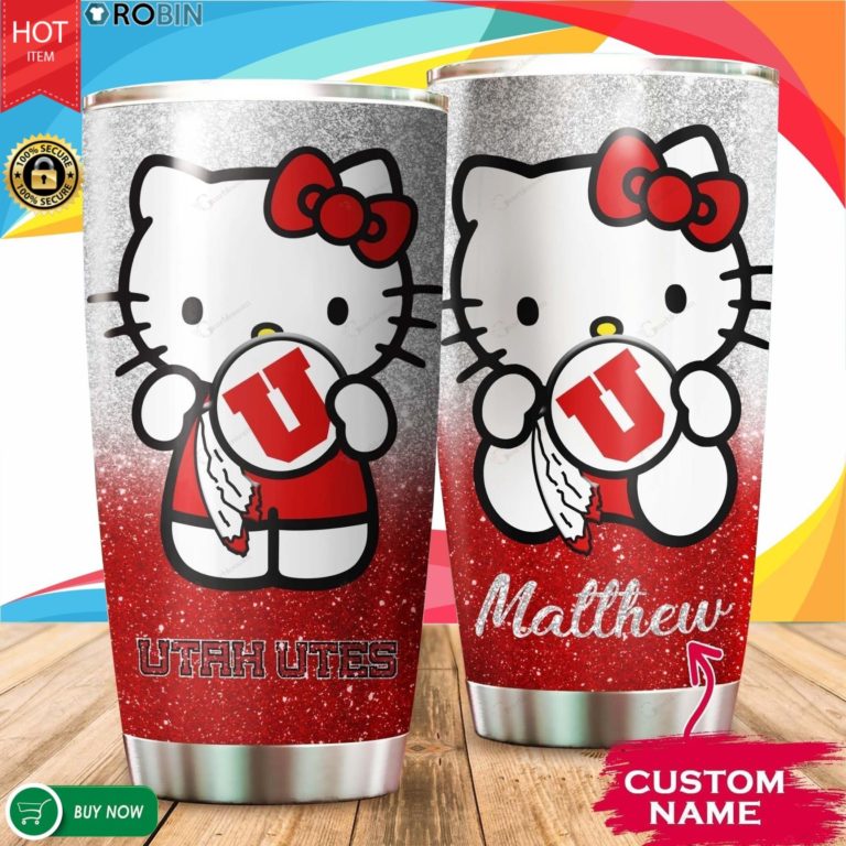 Personalized Hello Kitty Hug Utah Utes 20oz Tumbler