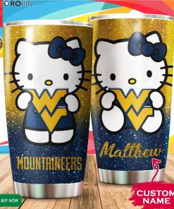 Personalized Hello Kitty Hug West Virginia Mountaineers 20oz Tumbler