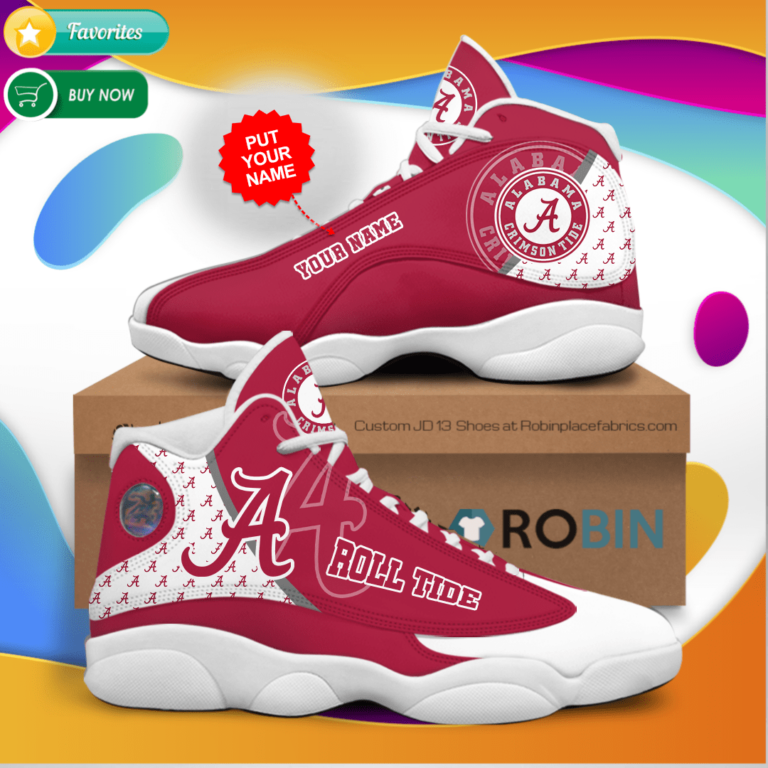 Personalized Name Alabama Crimson Tide Jordan 13 Sneakers – Custom JD13 Shoes