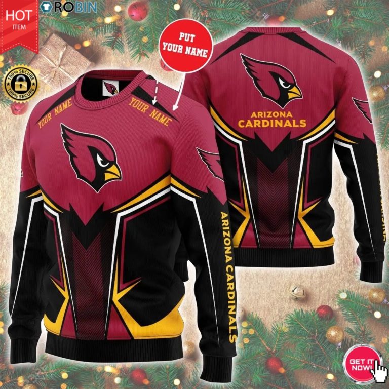 Personalized Name Arizona Cardinals 3D Print Wool Sweater
