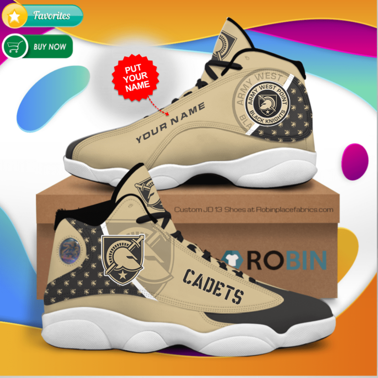 Personalized Name Army Black Knights Jordan 13 Sneakers – Custom JD13 Shoes