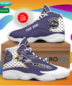 Personalized Name Baltimore Ravens Jordan 13 Sneakers – Custom JD13 Shoes