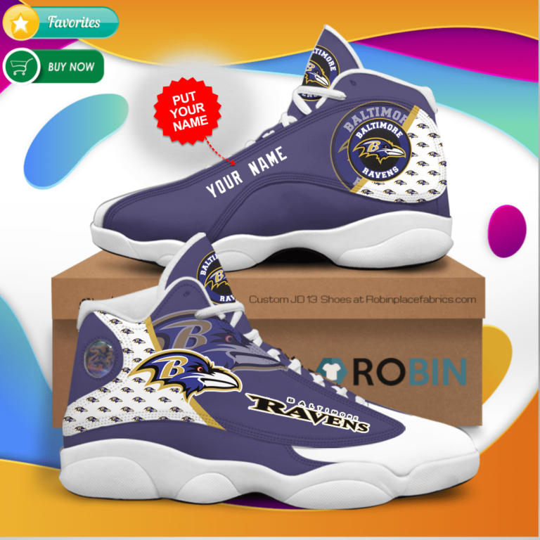 Personalized Name Baltimore Ravens Jordan 13 Sneakers – Custom JD13 Shoes