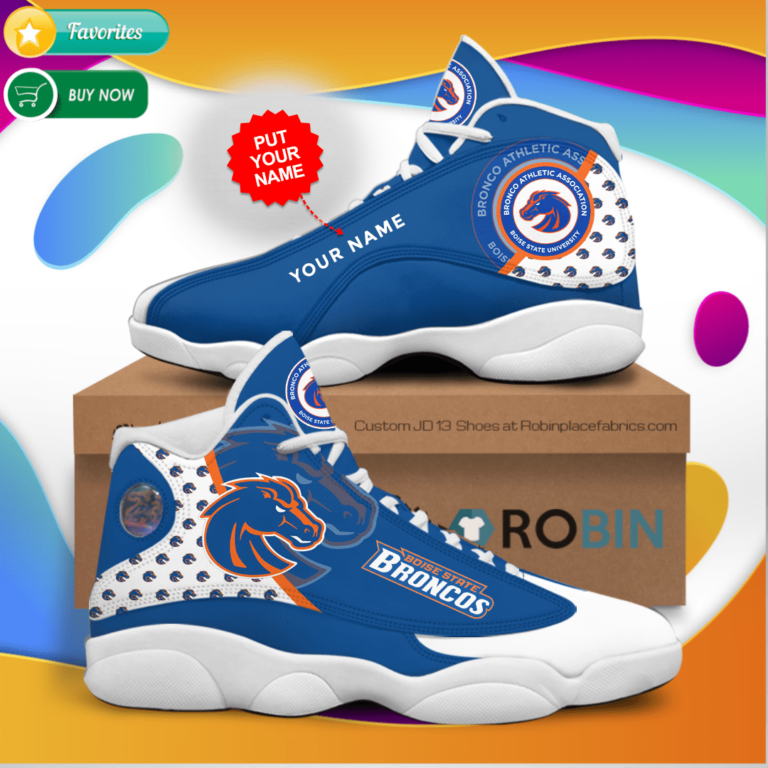 Personalized Name Boise State Broncos Jordan 13 Sneakers – Custom JD13 Shoes