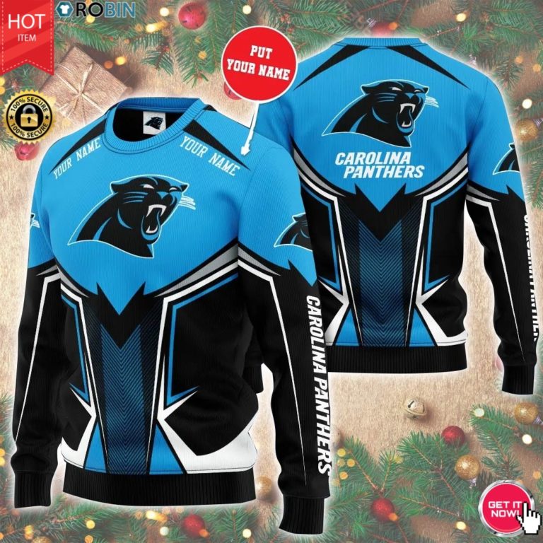 Personalized Name Carolina Panthers 3D Print Wool Sweater