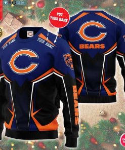 Personalized Name Chicago Bears 3D Print Wool Sweater