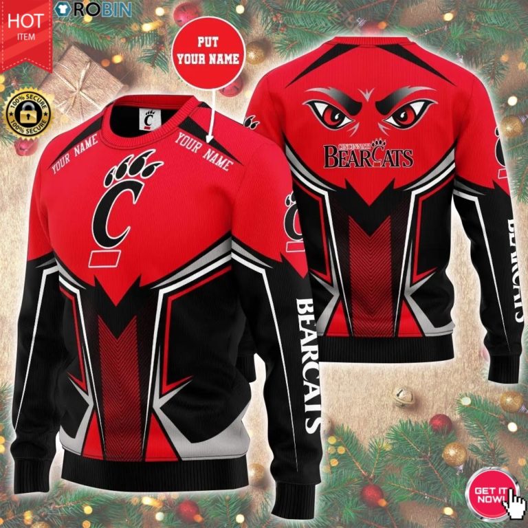 Personalized Name Cincinnati Bearcats 3D Print Wool Sweater