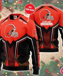 Personalized Name Cleveland Browns 3D Print Wool Sweater
