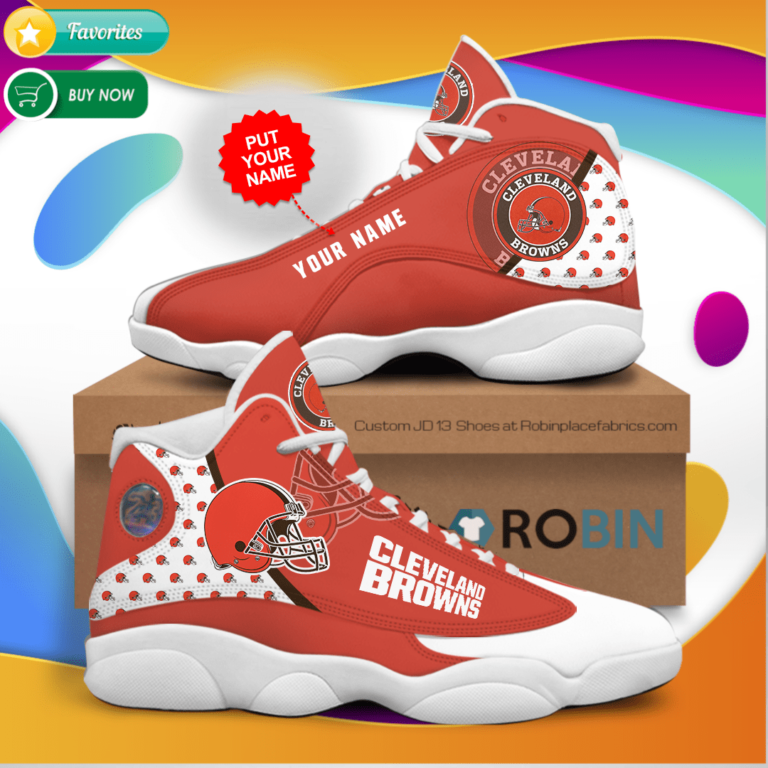 Personalized Name Cleveland Browns Football Jordan 13 Sneakers – Custom JD13 Shoes