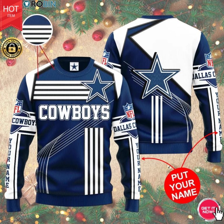 Personalized Name Dallas Cowboys 3D Print Wool Sweater