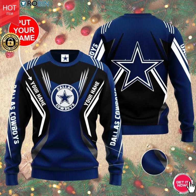 Personalized Name Dallas Cowboys Football 3D Print Wool Sweater