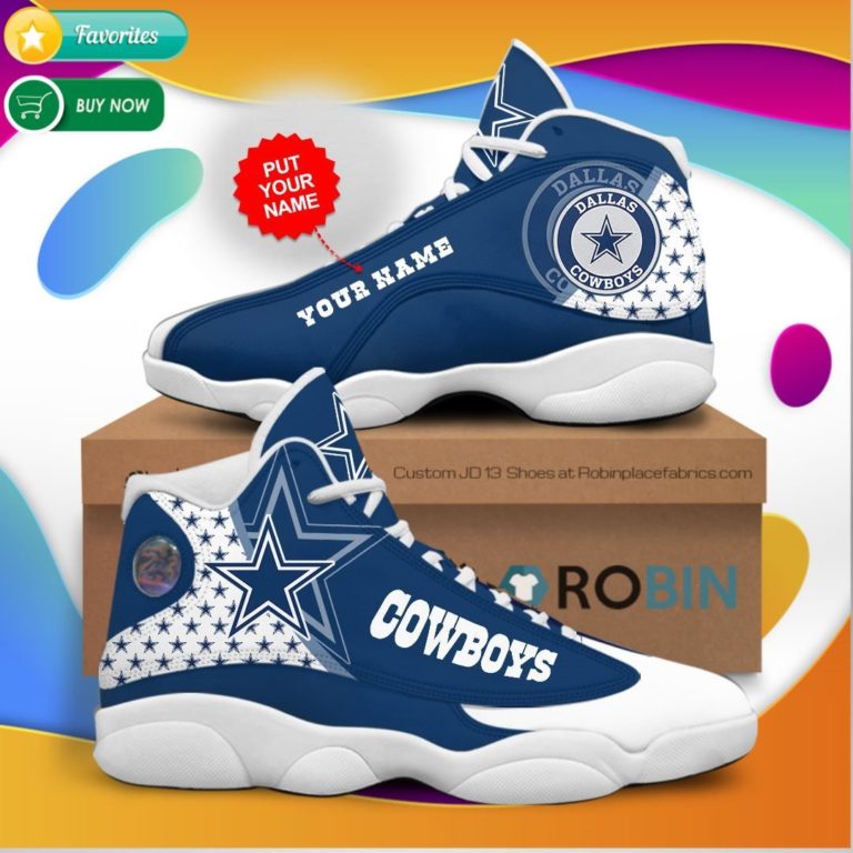 Personalized Name Dallas Cowboys Football Jordan 13 Sneakers – Custom JD13 Shoes