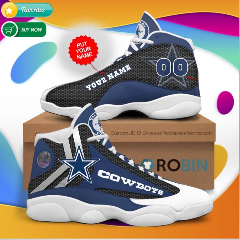 Personalized Name Dallas Cowboys Jordan 13 Sneakers – Custom JD13 Shoes