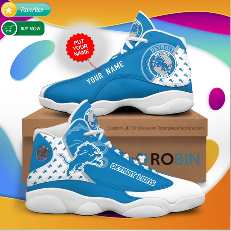 Personalized Name Detroit Lions Jordan 13 Sneakers – Custom JD13 Shoes