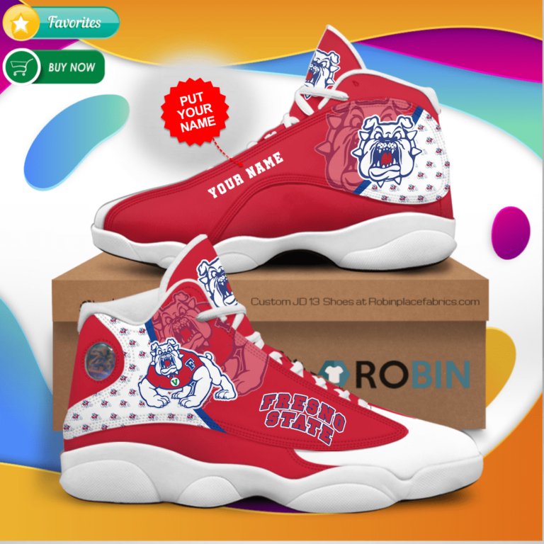 Personalized Name Fresno State Bulldogs Jordan 13 Sneakers – Custom JD13 Shoes