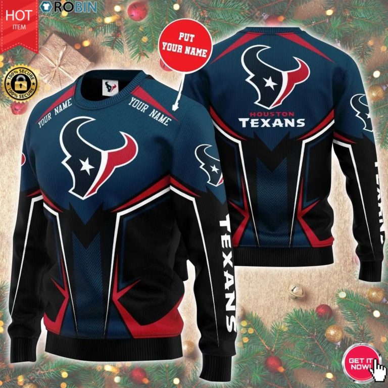 Personalized Name Houston Texans 3D Print Wool Sweater