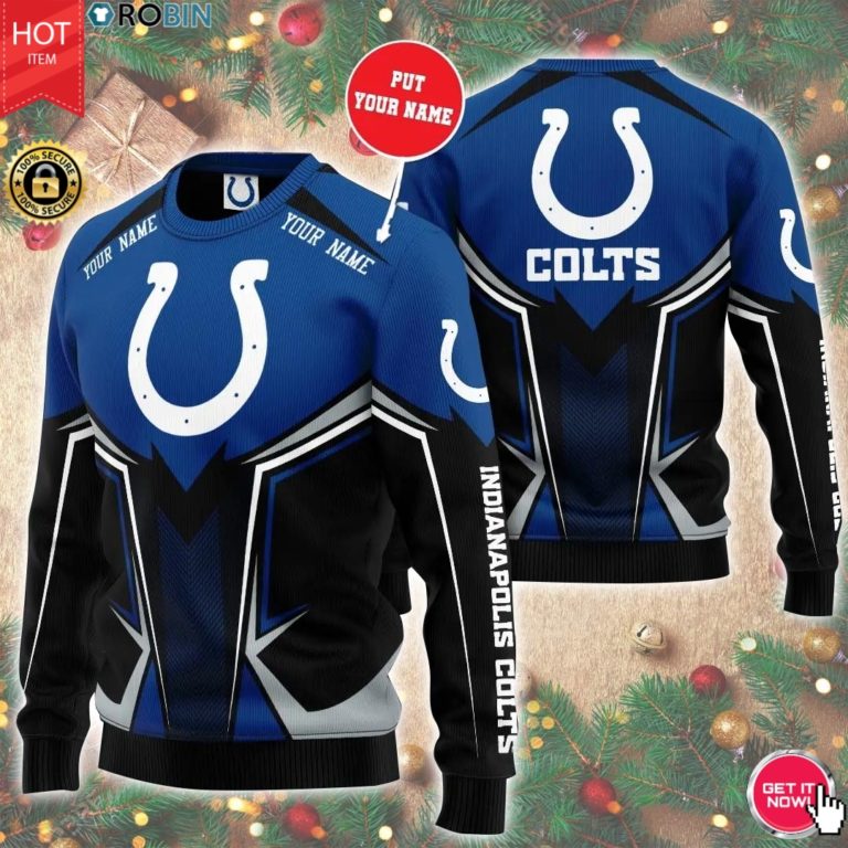 Personalized Name Indianapolis Colts 3D Print Wool Sweater