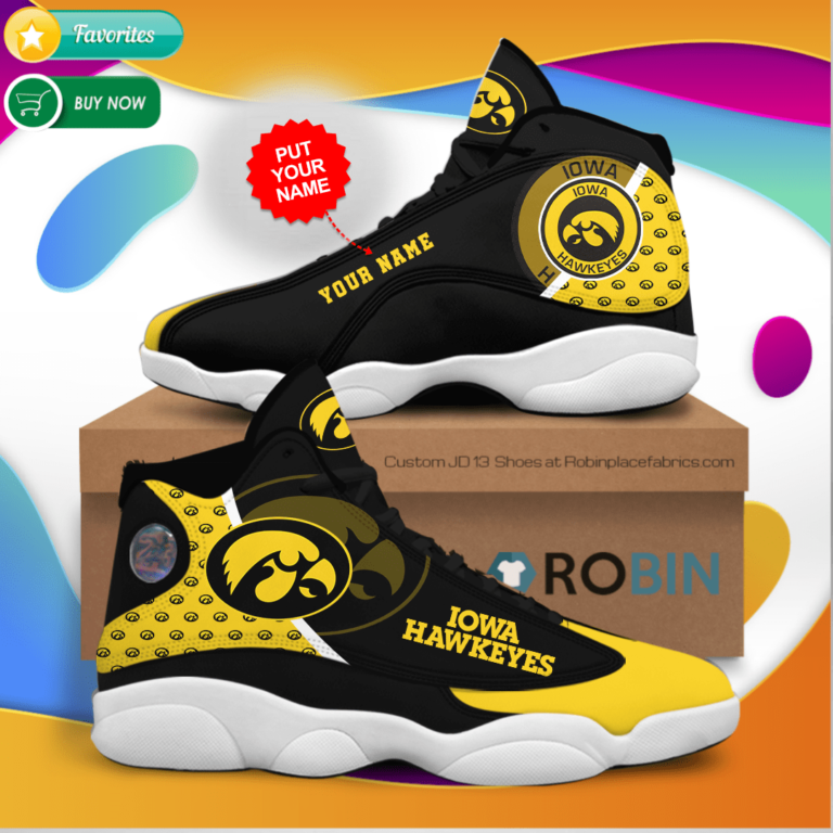 Personalized Name Iowa Hawkeyes Jordan 13 Sneakers – Custom JD13 Shoes