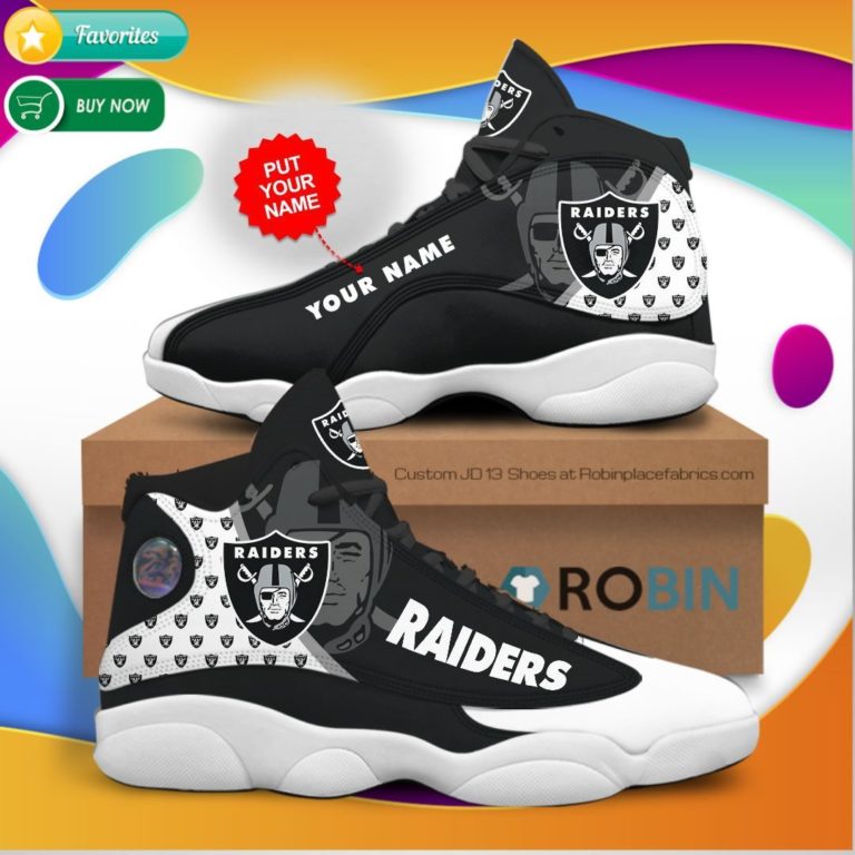 Personalized Name Las Vegas Raiders Football Jordan 13 Sneakers – Custom JD13 Shoes