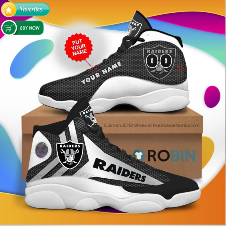 Personalized Name Las Vegas Raiders Jordan 13 Sneakers – Custom JD13 Shoes
