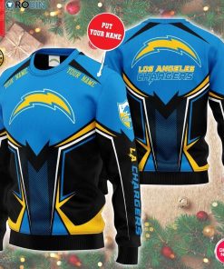 Personalized Name Los Angeles Chargers 3D Print Wool Sweater