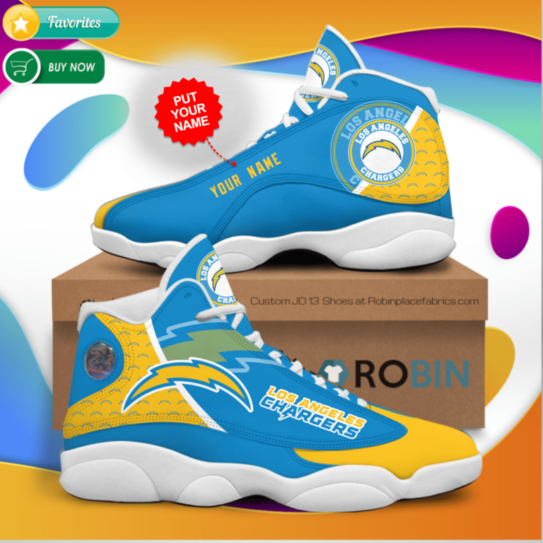 Personalized Name Los Angeles Chargers Jordan 13 Sneakers – Custom JD13 Shoes