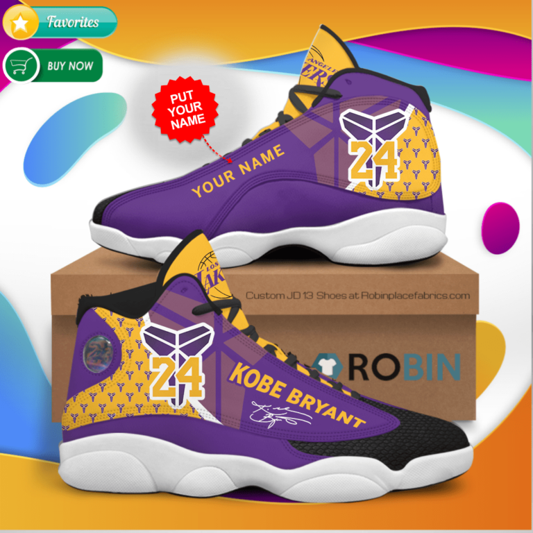 Personalized Name Los Angeles Lakers Kobe Bryant Jordan 13 Sneakers – Custom JD13 Shoes