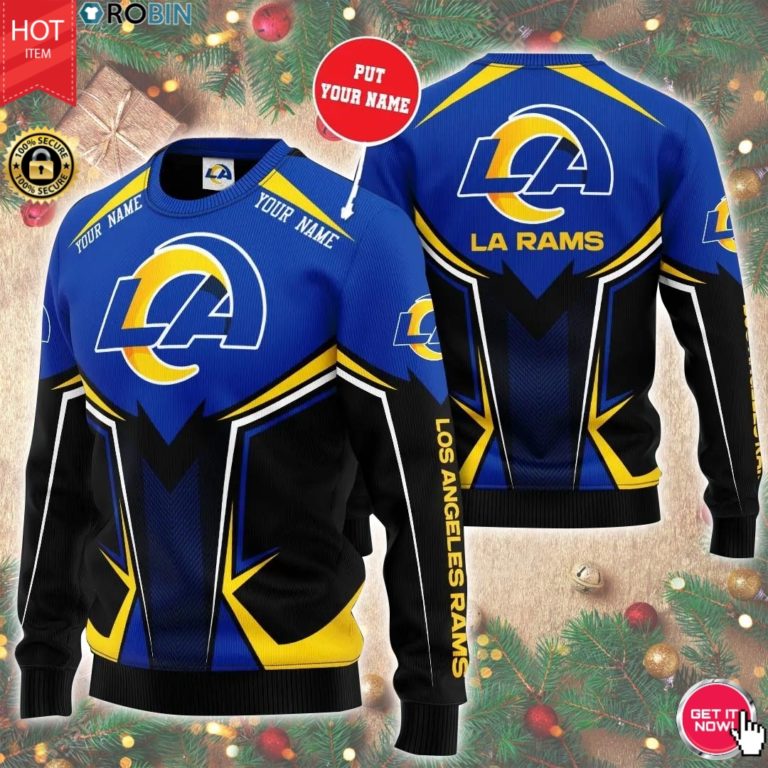 Personalized Name Los Angeles Rams 3D Print Wool Sweater