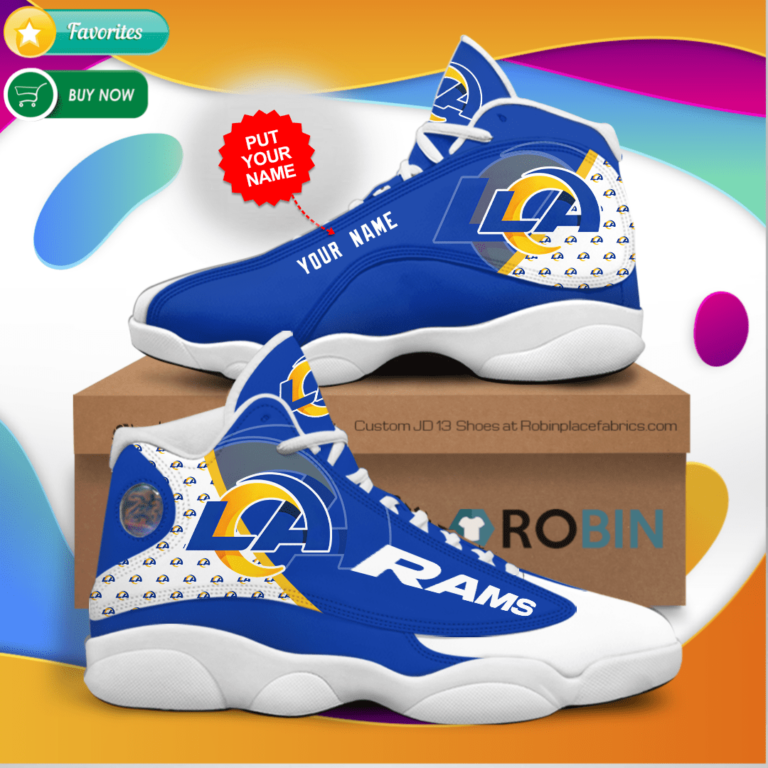 Personalized Name Los Angeles Rams Jordan 13 Sneakers – Custom JD13 Shoes