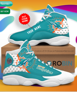 Personalized Name Miami Dolphins Jordan 13 Sneakers – Custom JD13 Shoes