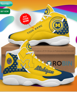 Personalized Name Michigan Wolverines Jordan 13 Sneakers – Custom JD13 Shoes