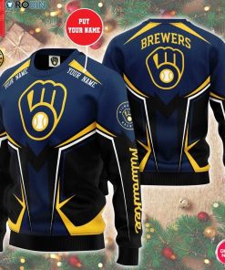 Personalized Name Mlb Milwaukee Brewers 3D Print Wool Sweater Personalized Name Mlb Milwaukee Brewers 3D Print Wool Sweater