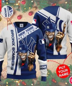 Personalized Name Mlb New York Yankees Skull 3D Print Wool Sweater