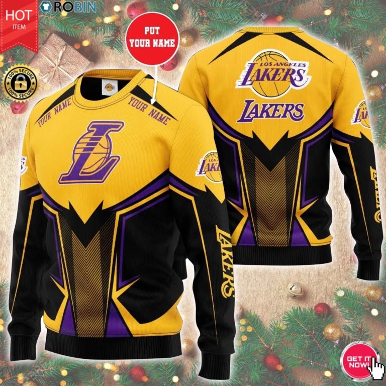 Personalized Name Nba Los Angeles Lakers 3D Print Wool Sweater
