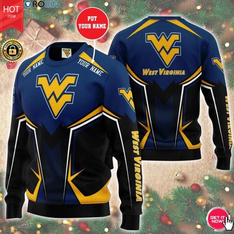 Personalized Name Ncaaf West Virginia Mountaineers 3D Print Wool Sweater