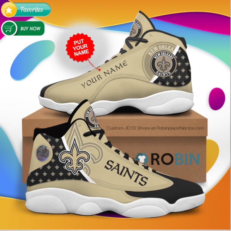 Personalized Name New Orleans Saints Jordan 13 Sneakers – Custom JD13 Shoes