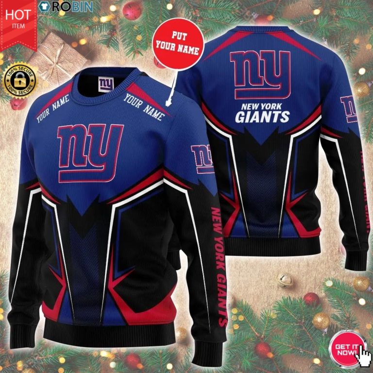 Personalized Name New York Giants 3D Print Wool Sweater
