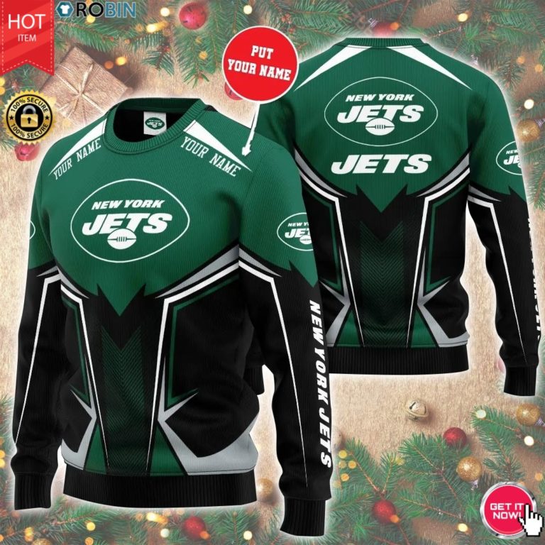 Personalized Name New York Jets 3D Print Wool Sweater