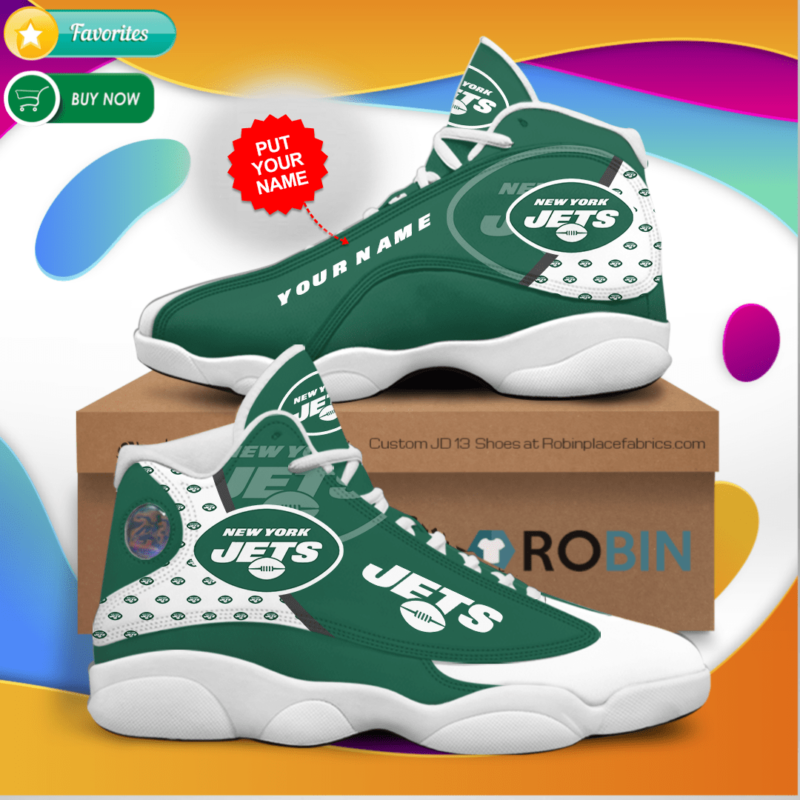 Personalized Name New York Jets Jordan 13 Sneakers – Custom JD13 Shoes