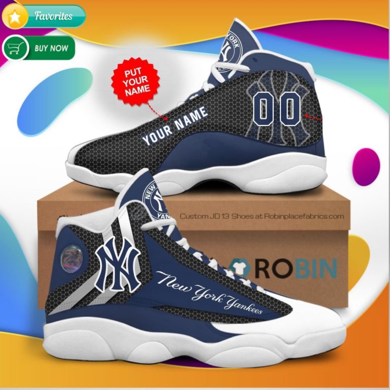 Personalized Name New York Yankees Baseball Jordan 13 Sneakers – Custom JD13 Shoes