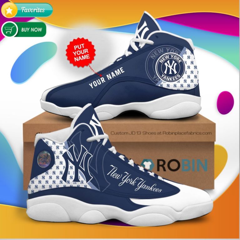 Personalized Name New York Yankees Jordan 13 Sneakers – Custom JD13 Shoes