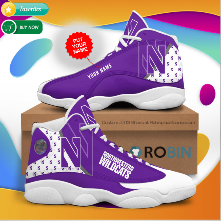 Personalized Name Northwestern Wildcats Jordan 13 Sneakers – Custom JD13 Shoes