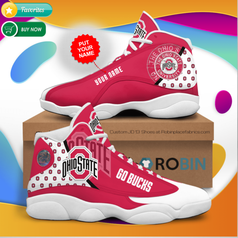Personalized Name Ohio State Buckeyes Football Jordan 13 Sneakers – Custom JD13 Shoes